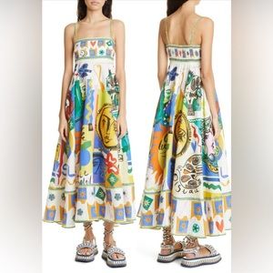 Soleil Print Linen Midi Sundress